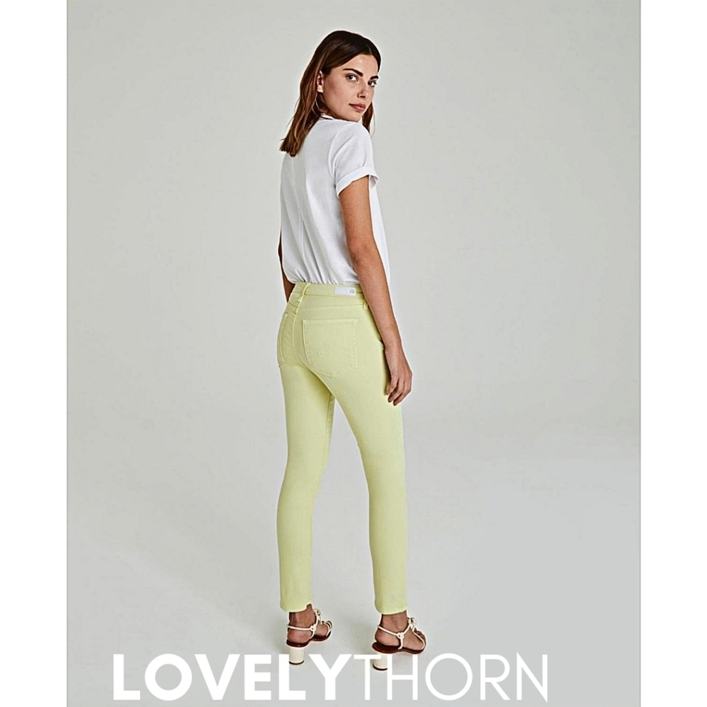 AG JEANS // ltd ed the stilt cigarette leg neon yellow sateen jeans - Picture 11 of 16
